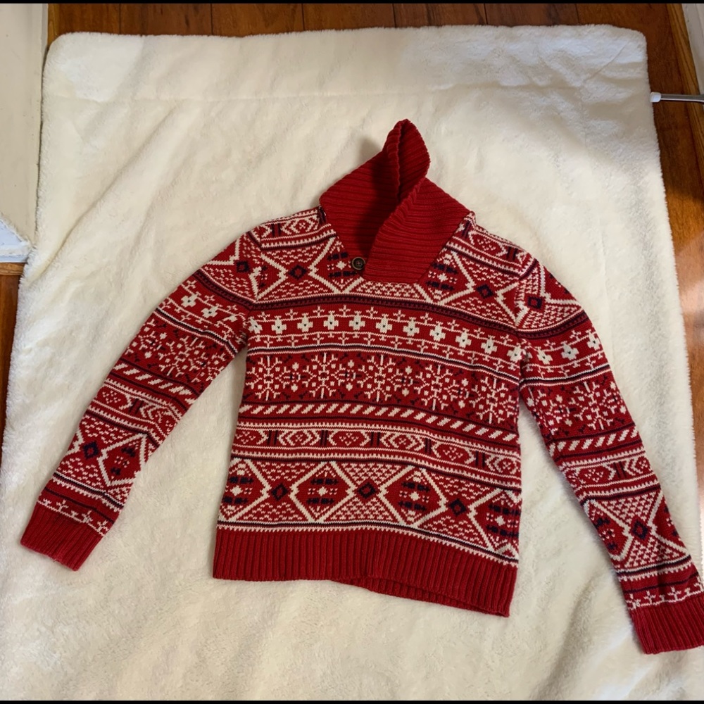 Knit SWEATER. Red Patterned - Picture 2 of 8